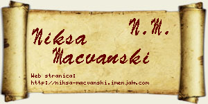 Nikša Mačvanski vizit kartica